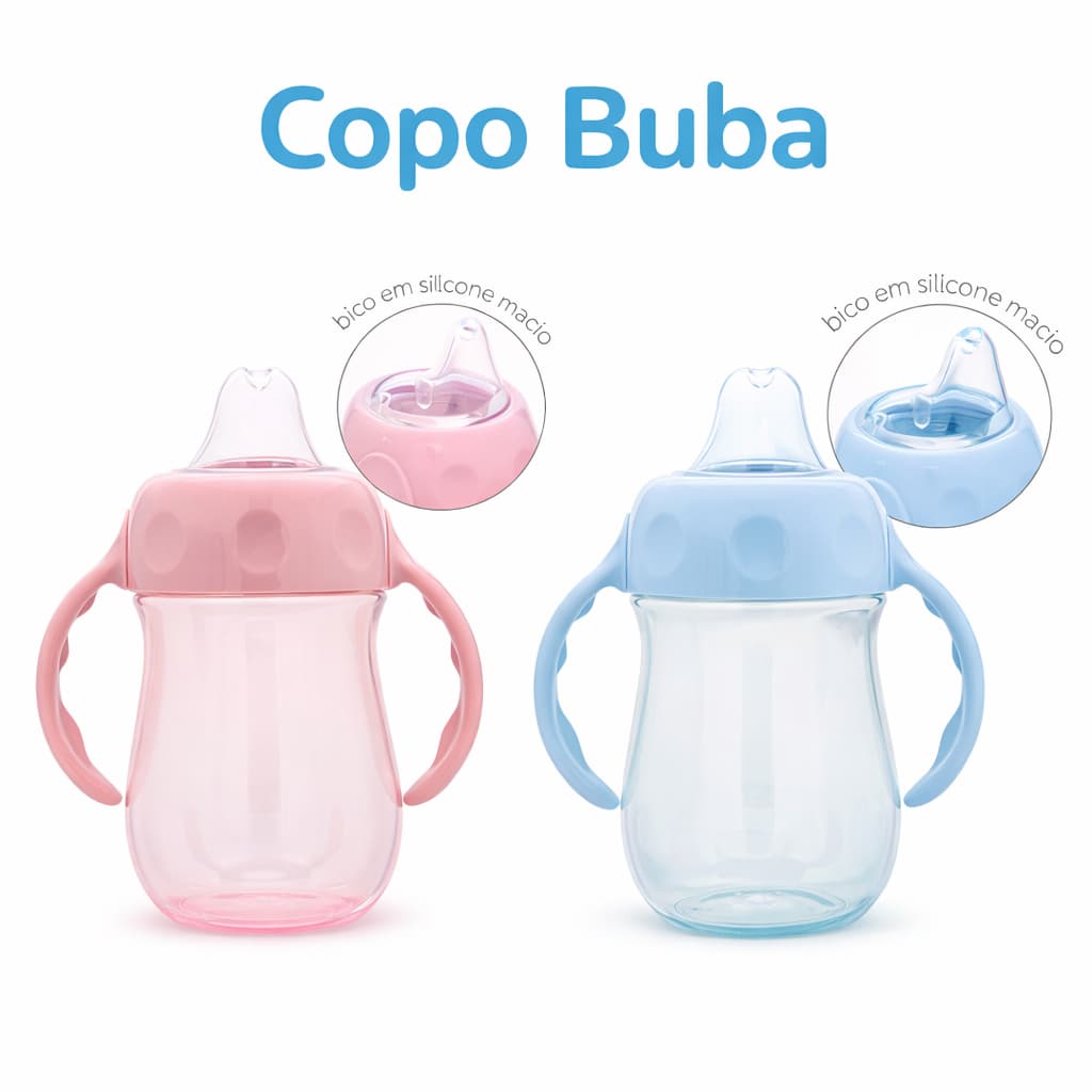 Copo Para Bebê Anti-vazamento Com Alça Bico Silicone Super Macio E Tampa Buba Lançamento