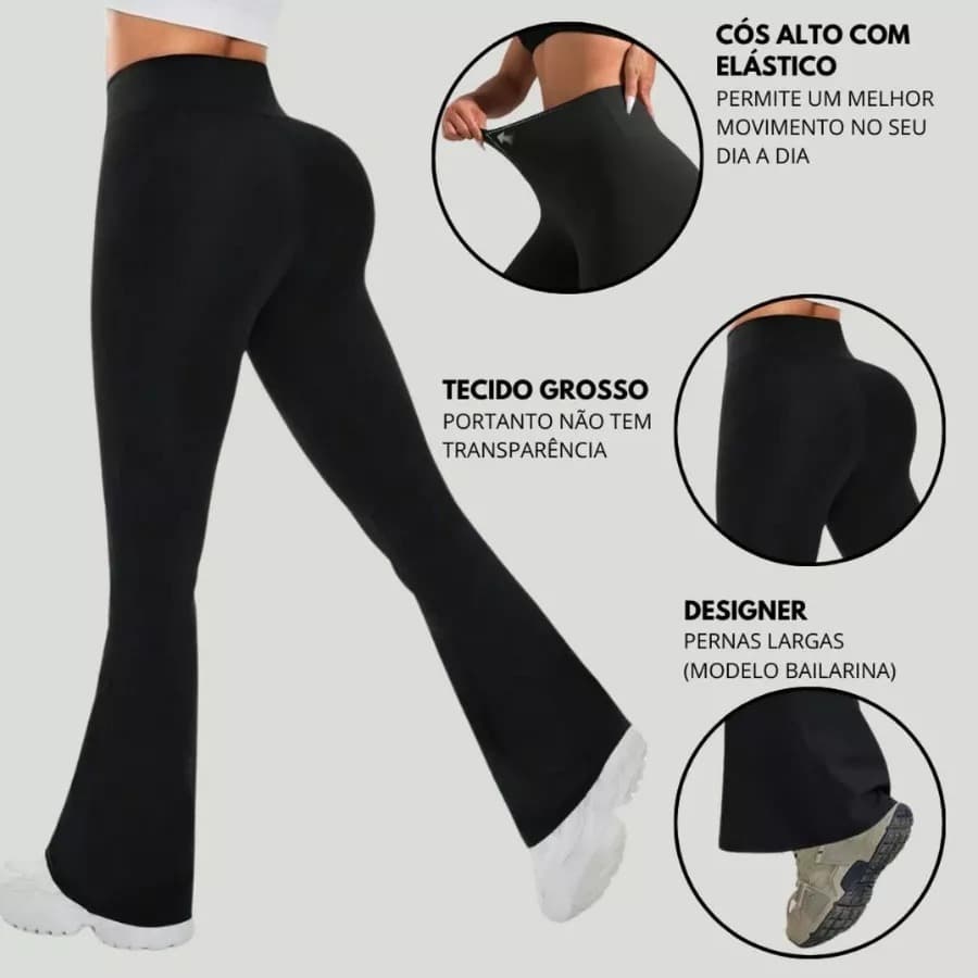 Calça Legging Bailarina Flare Modela bumbum Cintura Alta Promoção