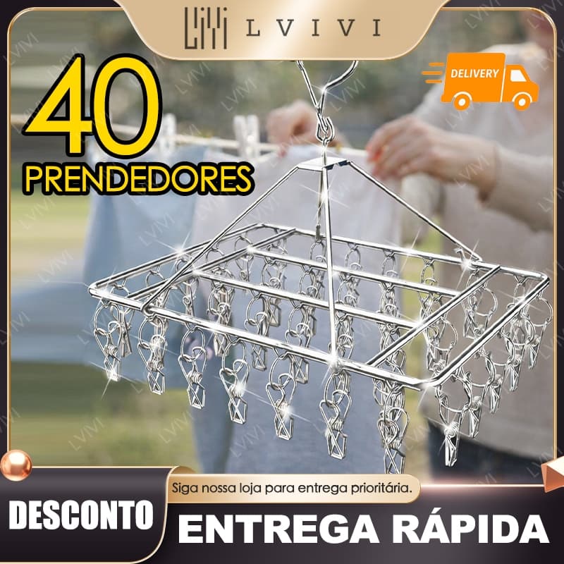 Varal 40/30/20 Clips Inox Prendedores Pratico E Retrátil Cabide Para Roupas Intimas Para Pequenas