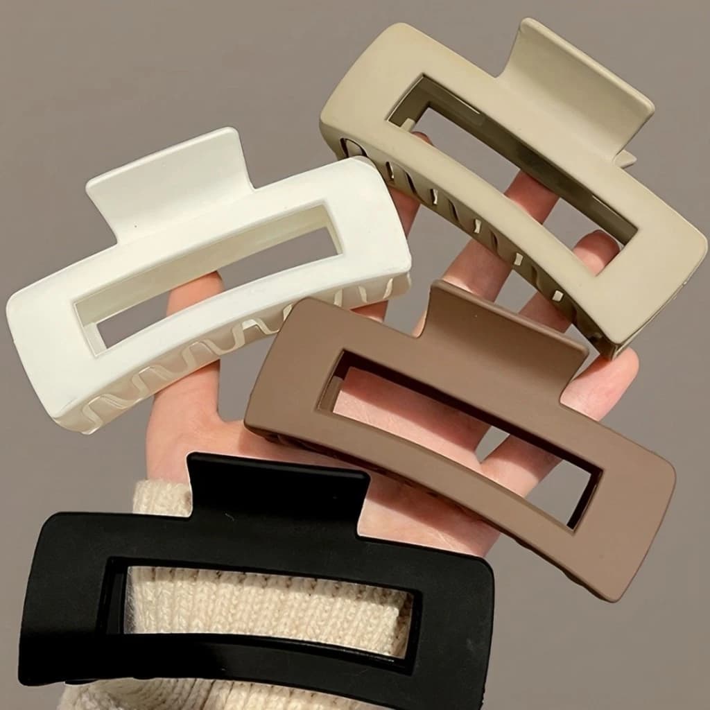 KIT 1/2/3 Piranha Garra Cabelo Presilha Grande Prendedor Plástico Formato Quadrado Minimalista Feminino