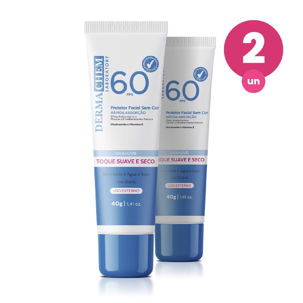 Kit 2 Protetor Solar Rosto FPS60 40g Dermachem