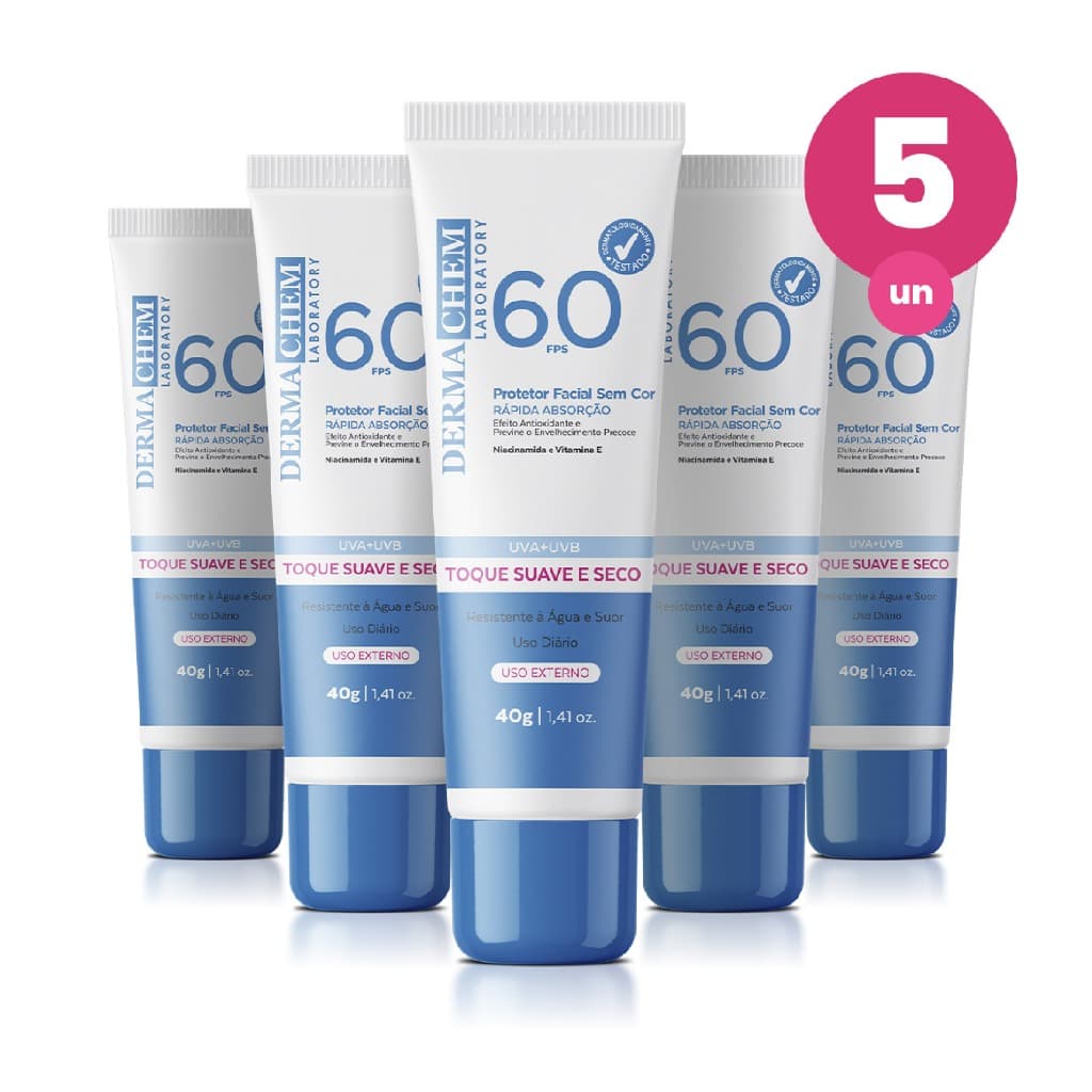 Kit 5 Protetor Solar Rosto FPS60 40g Dermachem