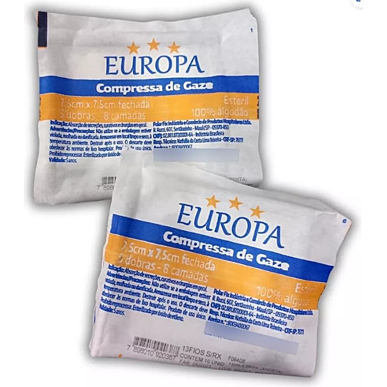 Gaze Estéril Para Curativos - Kit C/10 Pacotes - Total 50 Unidades