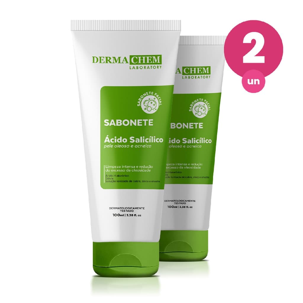 Kit 2 Sabonete Ácido Salicílico Pele Oleosa 100ml Dermachem