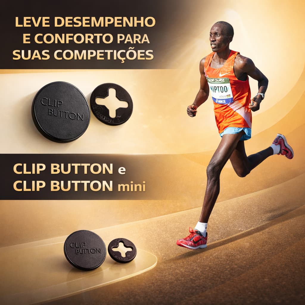 Clip Button, Prendedor, Número Peito Corrida Atletismo Clip Fixador, Maratona, Bóton de Pressão