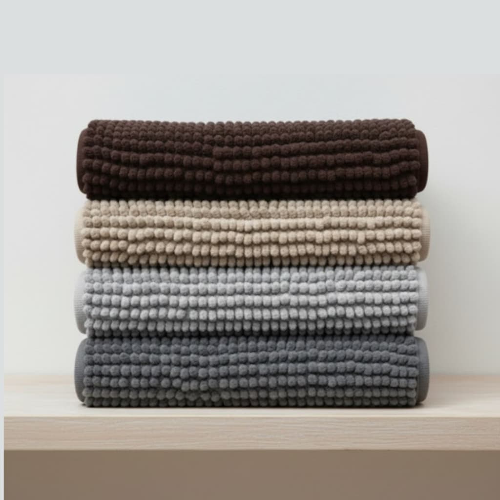 Kit Tapete Bolinha 04 Unidades Antiderrapante Absorvente Toque Suave Super Macio Banheiro Decoração