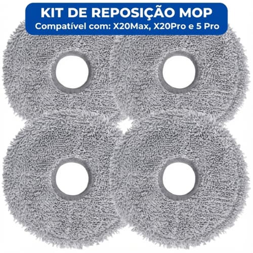 Kit Esfregão Mop Compatível Xiaomi Robô Aspirador X20 Max X20 Pro X20+ Lavável