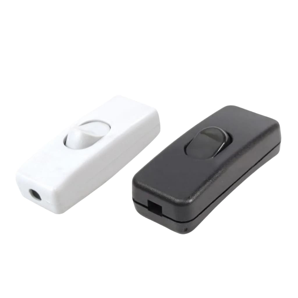 Interruptor Meio Fio 2A 250V Interneed Branco e Preto Casa Abajur Móveis Apartamento Quarto Sala