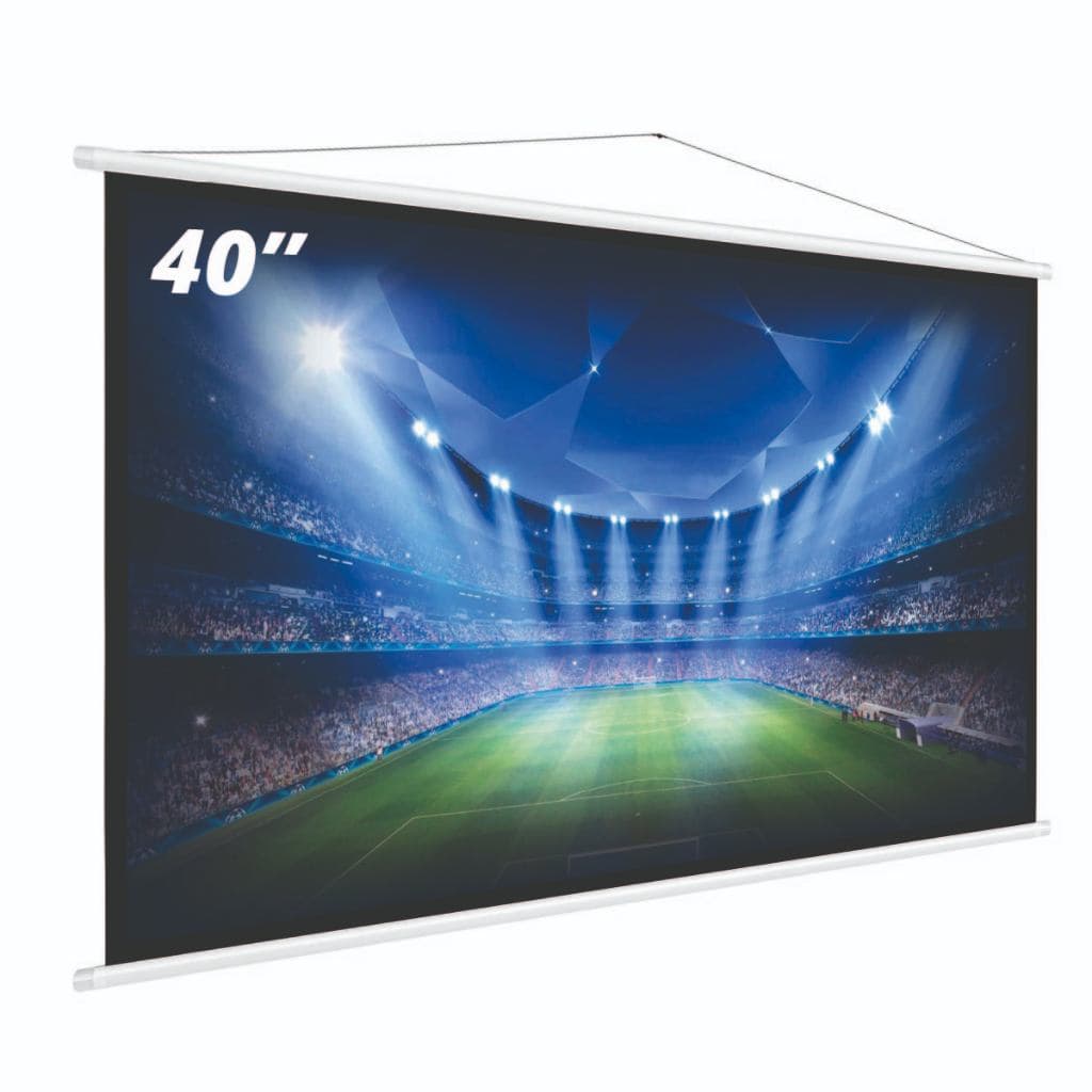 Tela de Projeção 40 Polegadas 105x80cm Portátil Com Cordinha Resistente Lona Premium