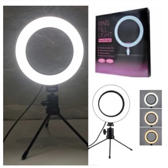 Ring Light De Mesa 6 Polegadas 16cm Led Usb Tripé Iluminador 3 Tons Envio Rápido