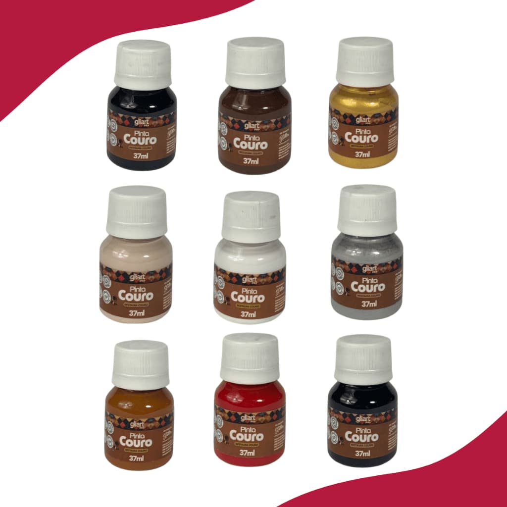 Tinta Pinta Couro 37ml Gliart para Sapatos Jaquetas Sofás e Artesanato com Alta Fixação e Acabamento Uniforme