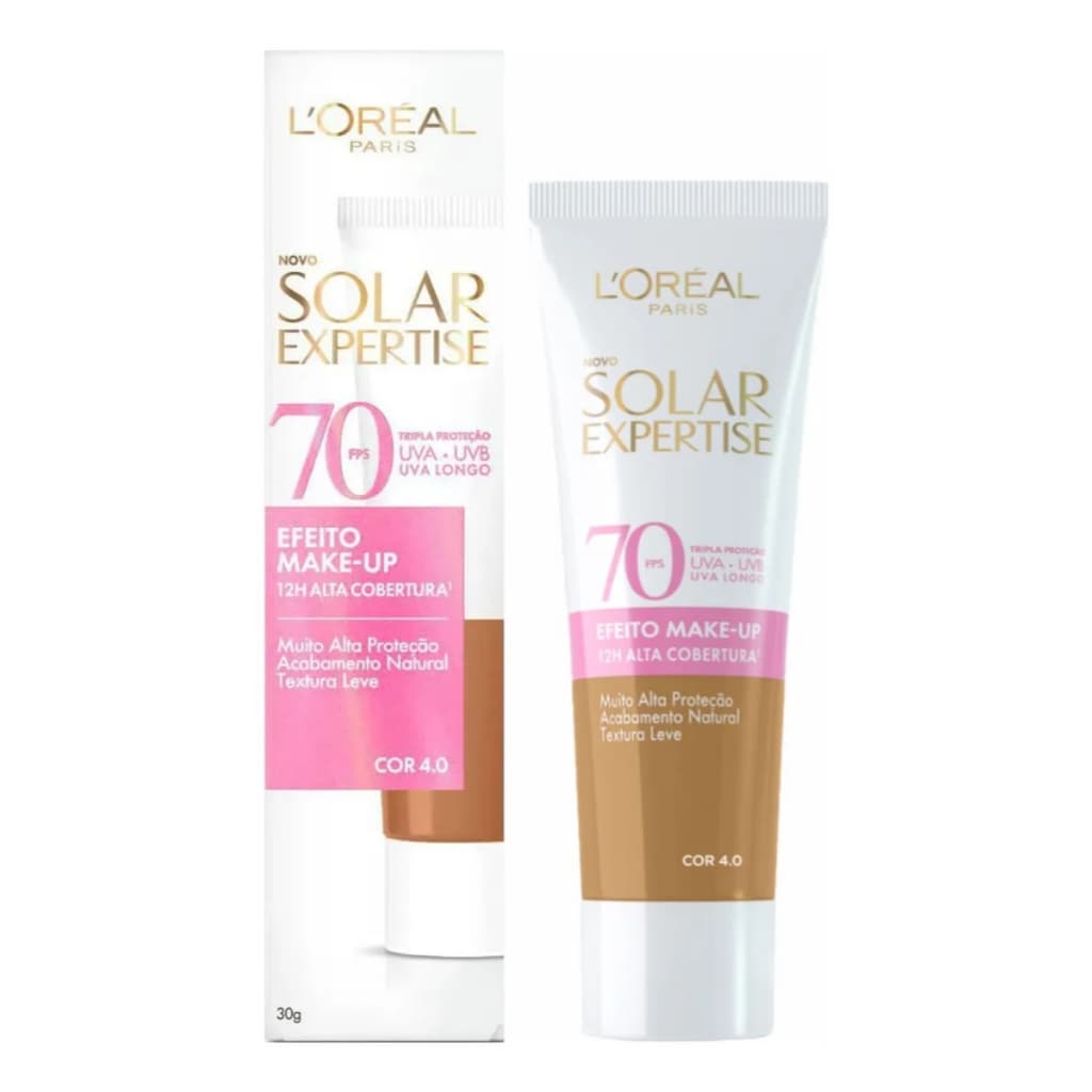 Protetor Solar Facial Efeito Make-Up FPS70 Cor 4.0 - 30mL  L'Oréal Paris Expertise
