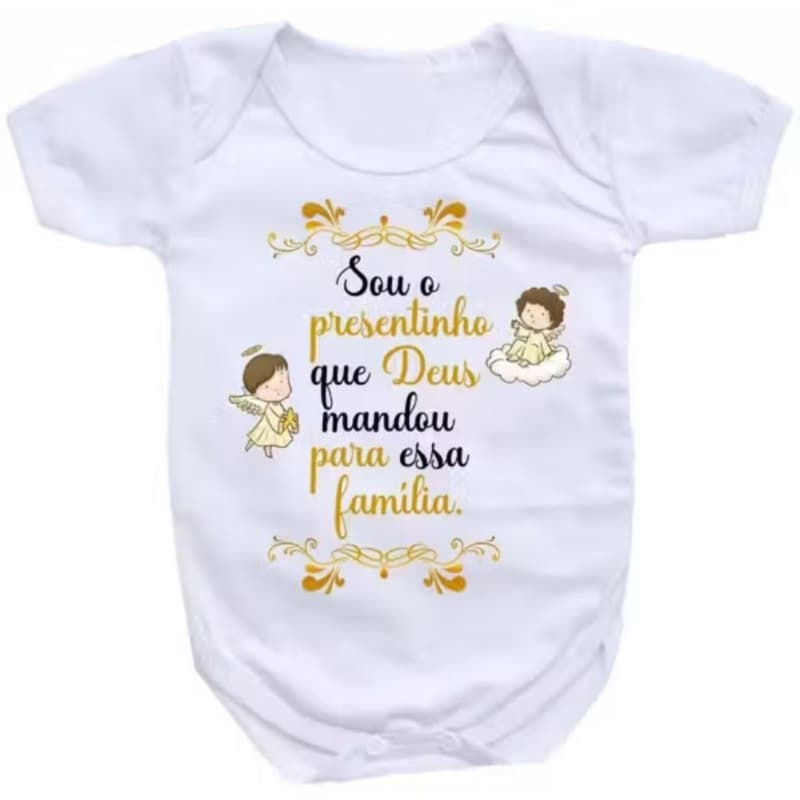 Body de bebê roupa de bebê unissex frase presentinho de Deus enxoval