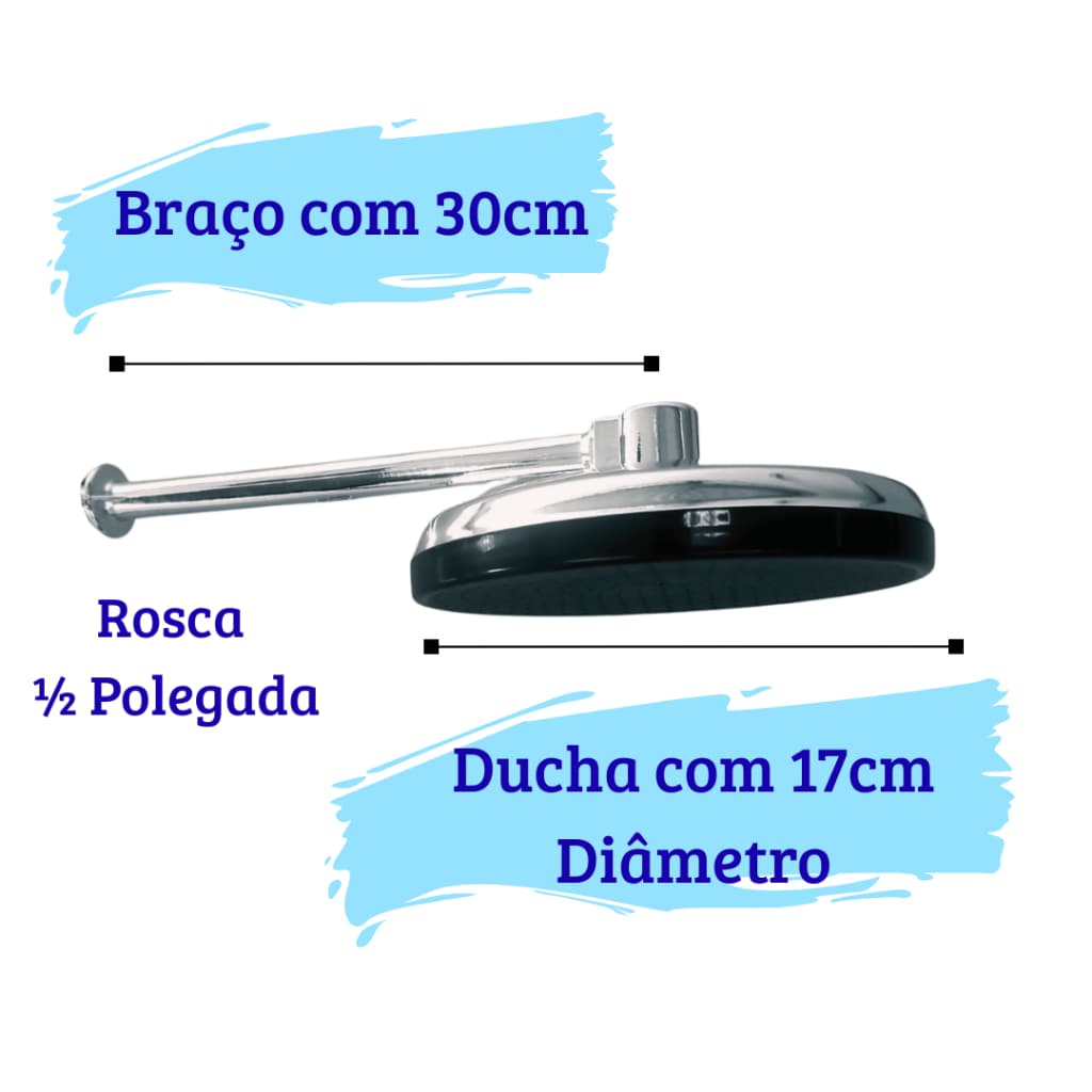 Chuveiro Para Banheiro Piscina 17cm Cromado Ducha Área Externa 170mm