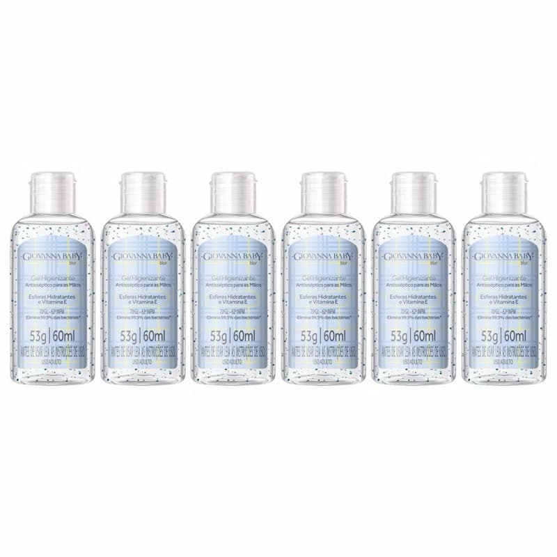 Kit Giovanna Baby Blue 60ml Álcool Em Gel Higienizante Antisséptico