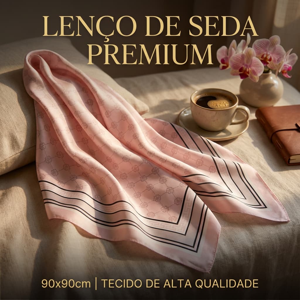 Lenço de Seda 90x90cm Versátil Pescoço Cabeça Bolsa Não Escolhe Tom de Pele
