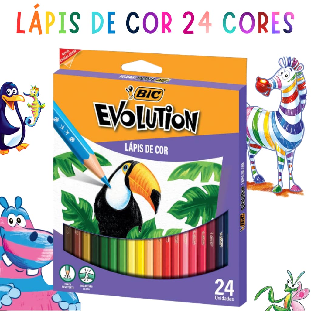 Lápis de Cor Evolution BIC – Caixa com 24 Cores