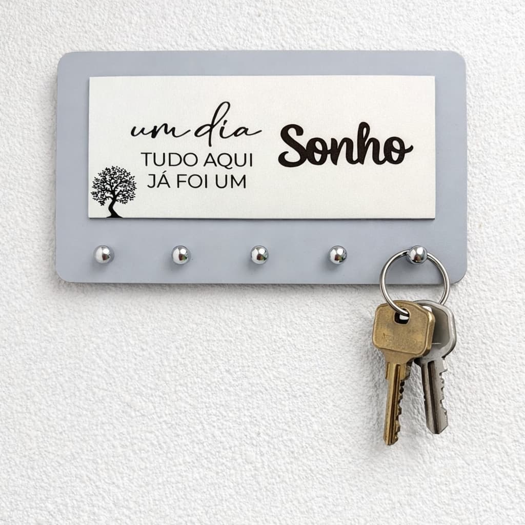 Porta Chaves Decorativo Para Parede 05 Ganchos Em MDF laminado.
