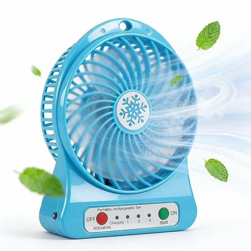 Ventilador Portátil USB Recarregável 3 Velocidades Silencioso Mini Ventilador Mesa com Bateria 5 Cores