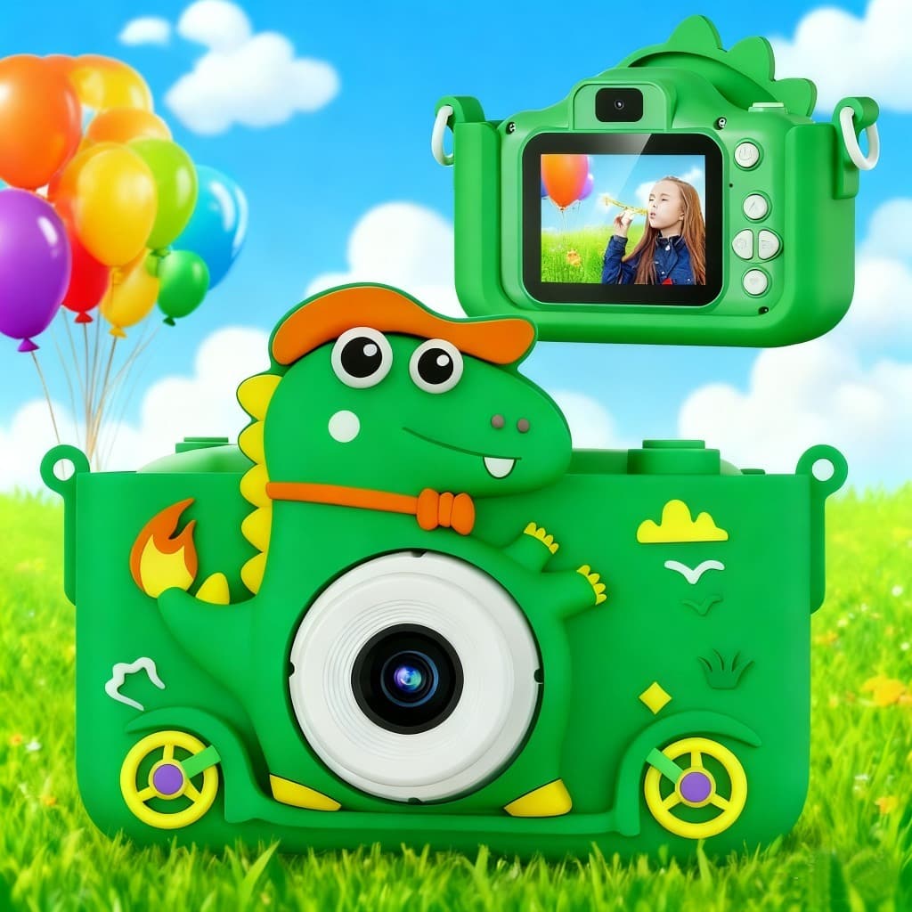 Crianças câmera digital com cartão dinossauro mini câmera brinquedos 1080p hd vlogging fotografia câmera para presente