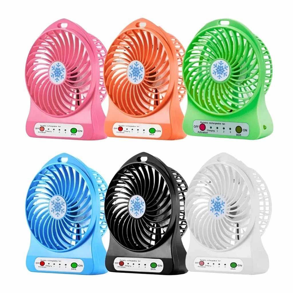 Ventilador Portátil USB Recarregável 3 Velocidades Silencioso Mini Ventilador de Mesa com Bateria 5 Cores