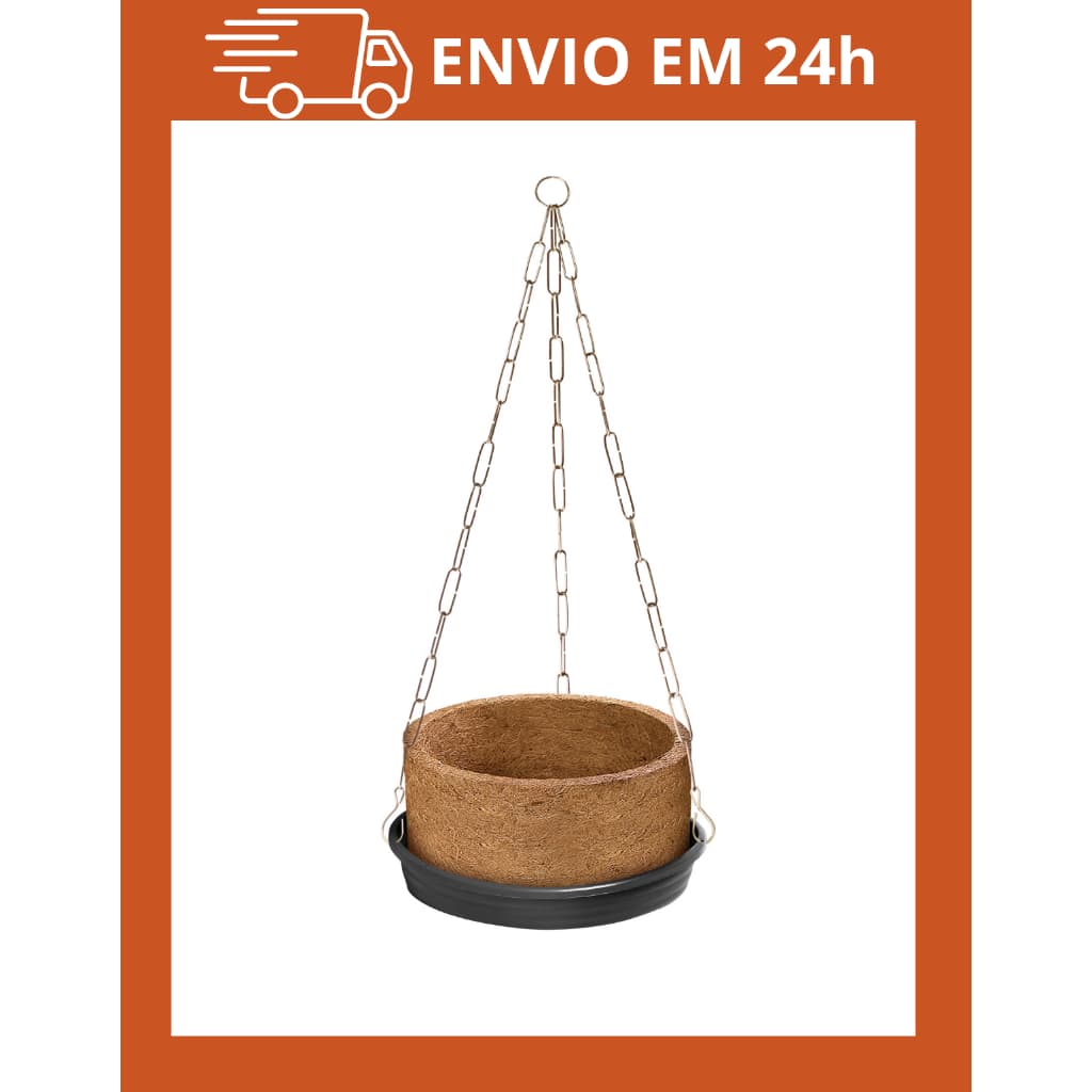 Vaso Grande Samambaia N03 Pendurar N3 Prato Xaxim Fibra Coco Natural Liso Decoração