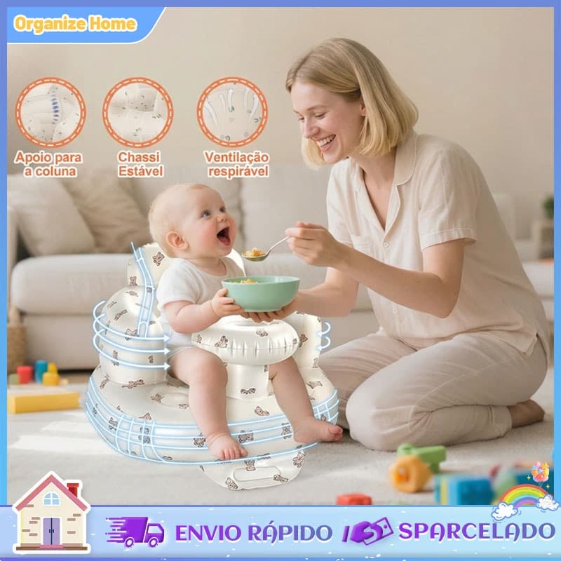 Sofá inflável infantil-Cadeira Portátil Para Bebê 3-36 Meses com Bomba Integrada + Bandeja