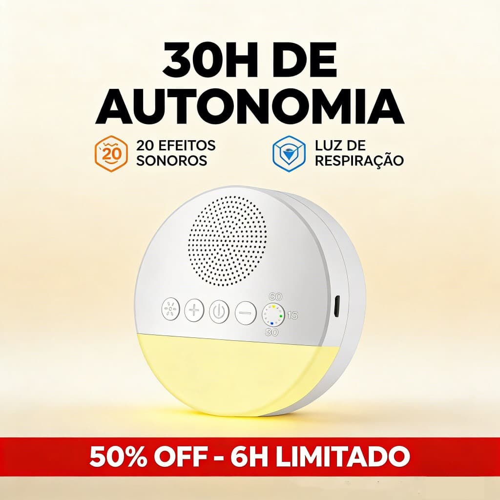 Reprodutor Portátil de Som de Sono para Crianças Música e Ruído Branco Dispositivo Auxiliar de Sono com Música e Luz