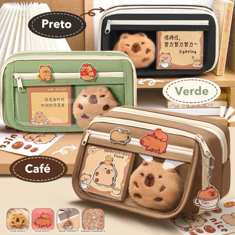 Bolsa De Lápis Transparente Super Grande-Estojo De Lona À Prova D'água Estilo Coreano