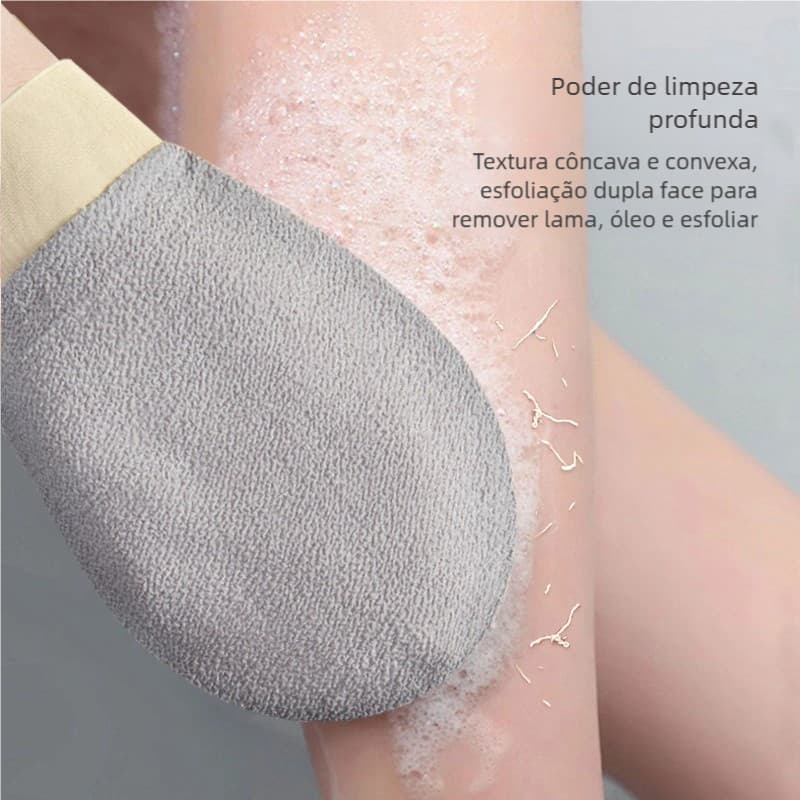 Luva Exfoliante Dobra Dupla - Toalha de Banho Unicolor! Remoção de Impurezas