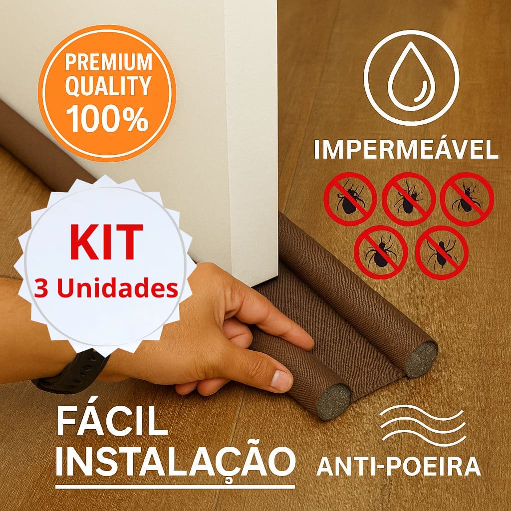 Kit  Tapa Porta Ajustável Impermeável Protetor de Porta Rolinho Rolo Duplo 80, 90 e 100cm Insetos