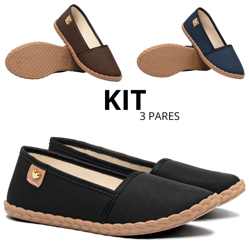 Kit Sapatilha Feminina Flexível Macia Confortável