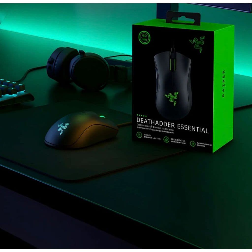 Mouse Gamer Razer DeathAdder Essential 6400 DPI USB 5 Botões Ergonômico FPS PC Notebook Cor Preto