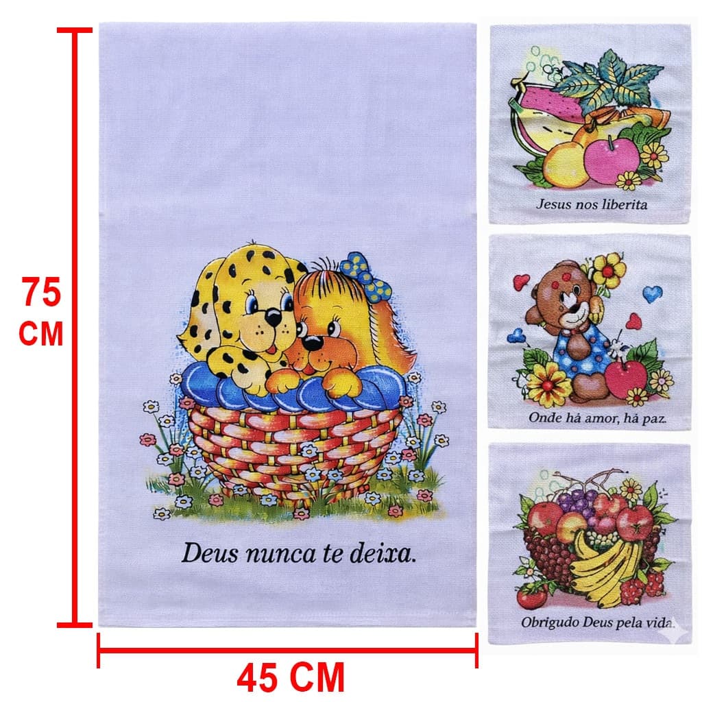 Kit 10 Panos De Prato Grande 45x75 De Cozinha Estampado Algodão Bainha Pano de Copa