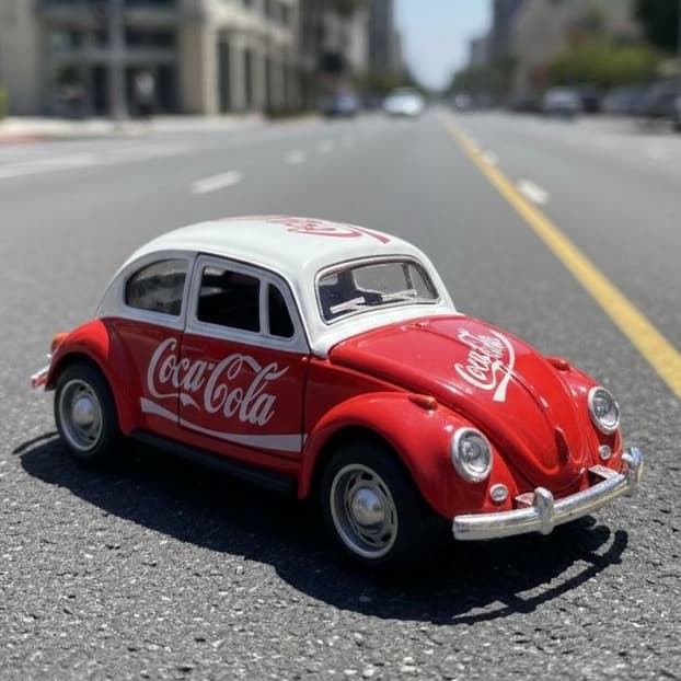 Carrinho De Ferro Fusca 1/32 Miniatura Coleção Coca Cola RedBull Colecionável