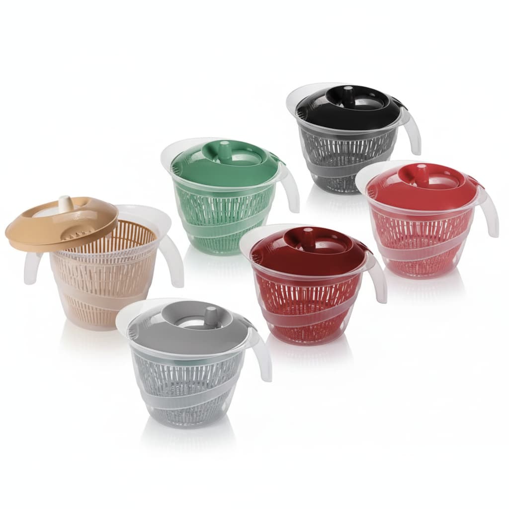 Seca Salada Manual 2,8L Tampa Giratória Folhas Verduras Legumes Plasútil