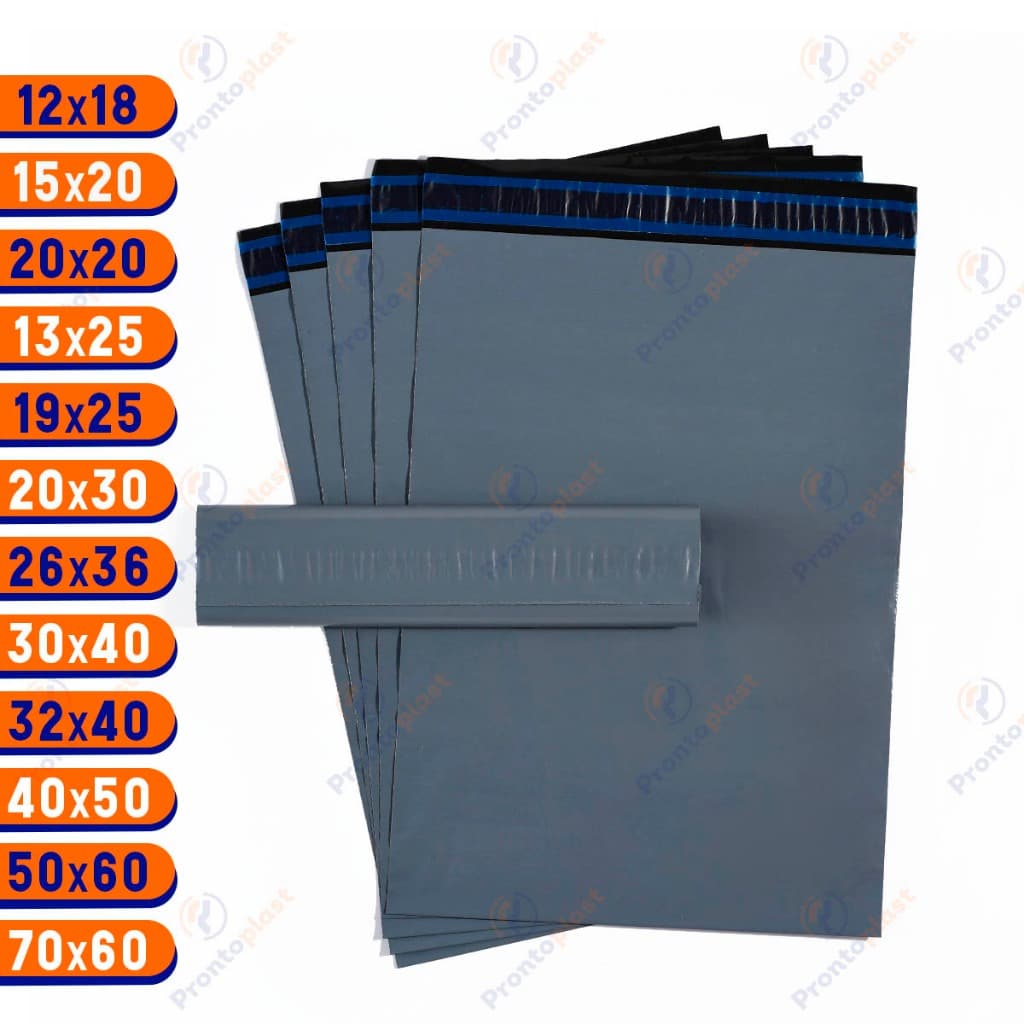 100 Envelope de Segurança Cinza, Saco Envio - Vários Tamanhos (40x50, 50x60 e 70x60 são 50 un)