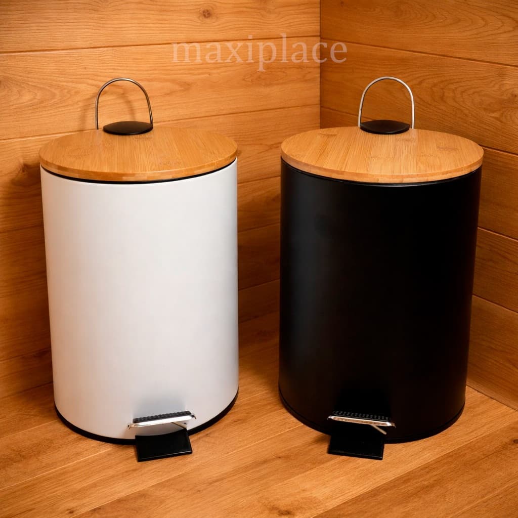 Lixeira Com Tampa e Pedal de Bambu Grande Amortecedor Decorativa Multiuso para Casa Banheiro Cozinha