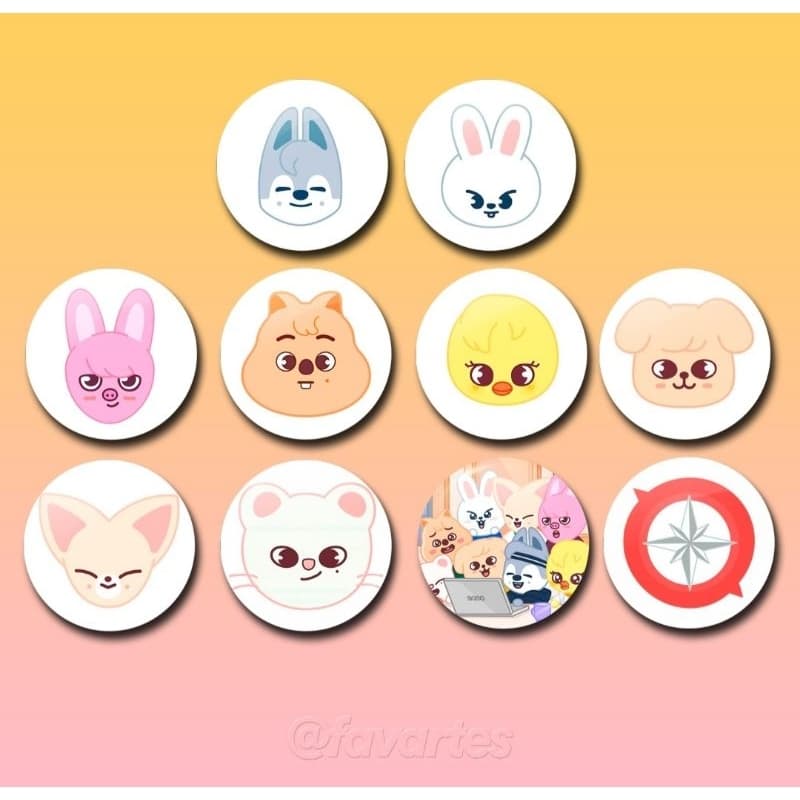 10 bottons Stray Kids SKZOO / tamanho de 3,5 cm
