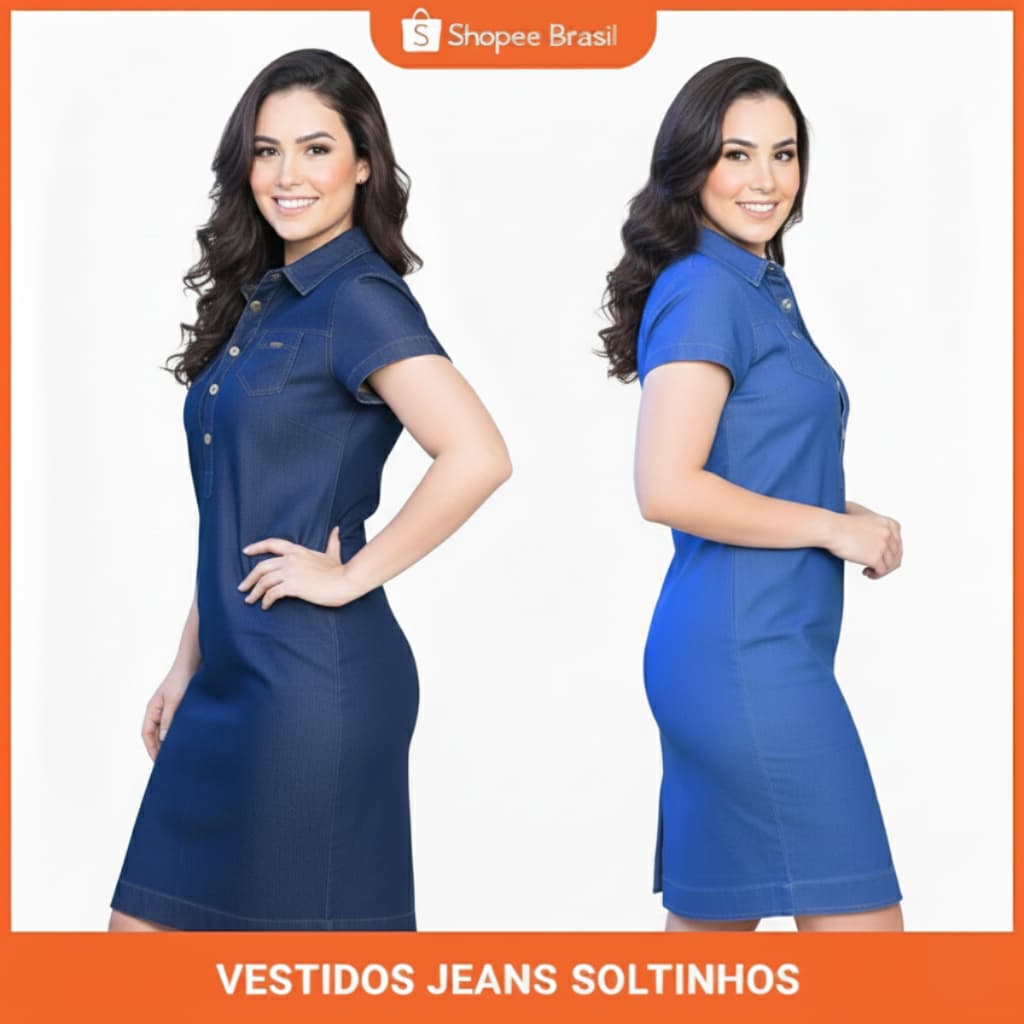 Vestido feminino lindo casual, Vestido jeans festa, Vestido de manga  tradicionais, Vestido polo