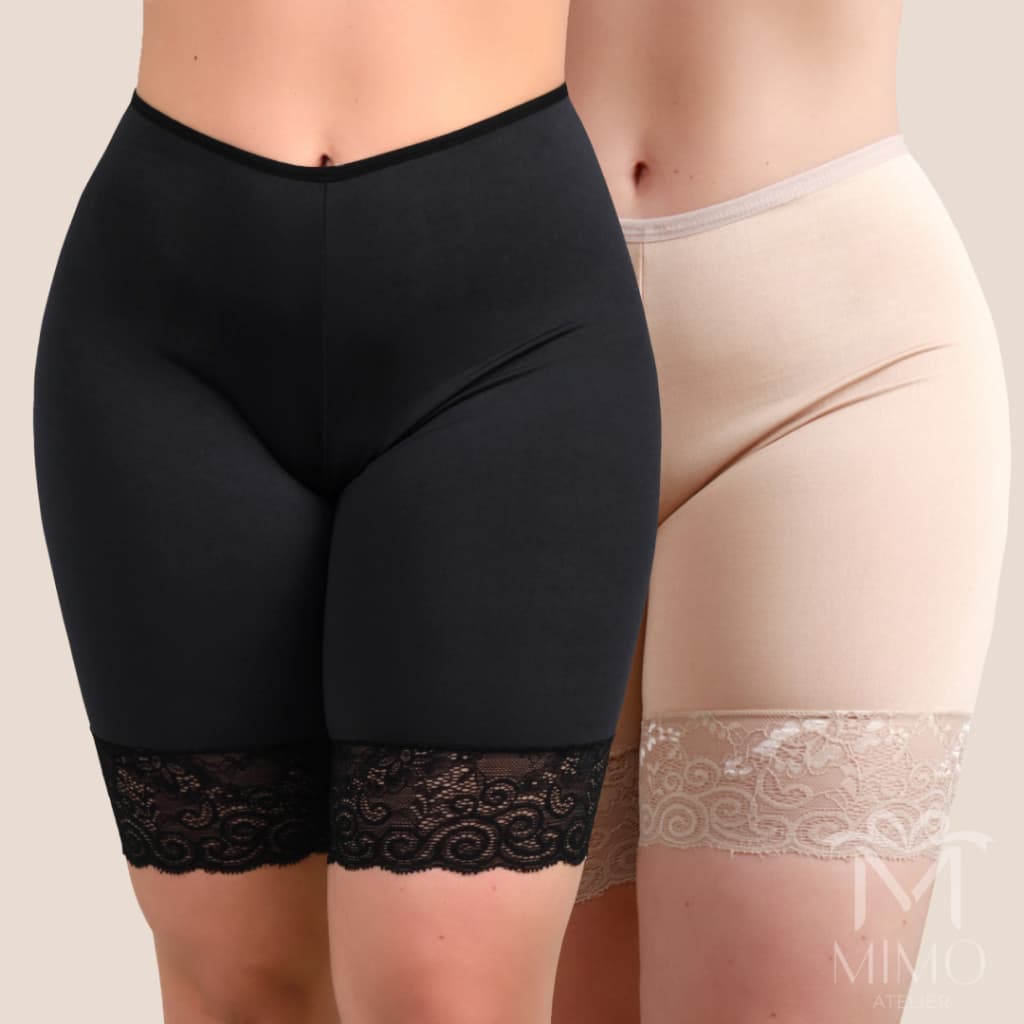 Kit 2 Short Anágua Segunda Pele com Renda Bermuda Feminina Plus Size