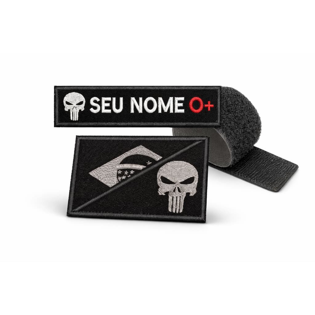 Patch Bordado - Tarja Justiceiro seu nome personalizado + Bandeira