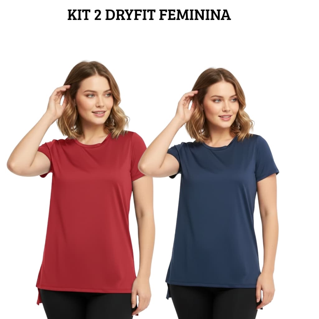 Kit 2 Blusas Feminina Academia Dry Fit Caminhada Musculação Treino Camiseta Tapa Bumbum