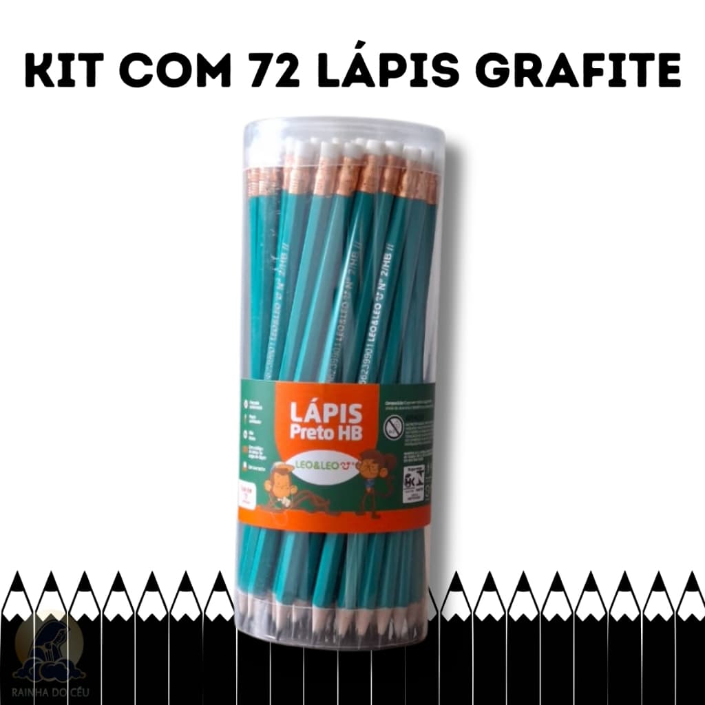 Caixa De Lapis Grafite Hb Resina Verde Sextavado Com Borracha Leo & Leo 72 Unid