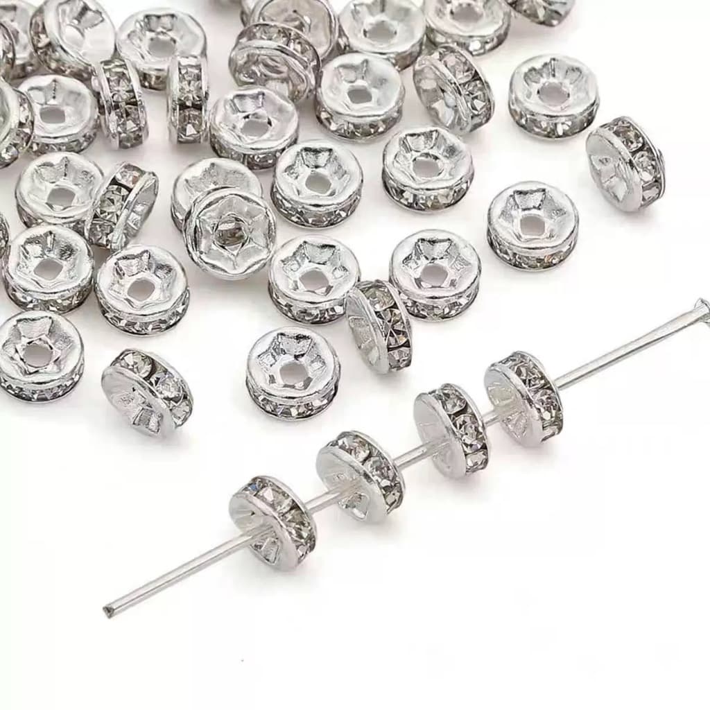 Rondelle Strass 6mm 8mm 10mm 100 Unidades Rondella Entremeio Miçanga Jóia Artesanato