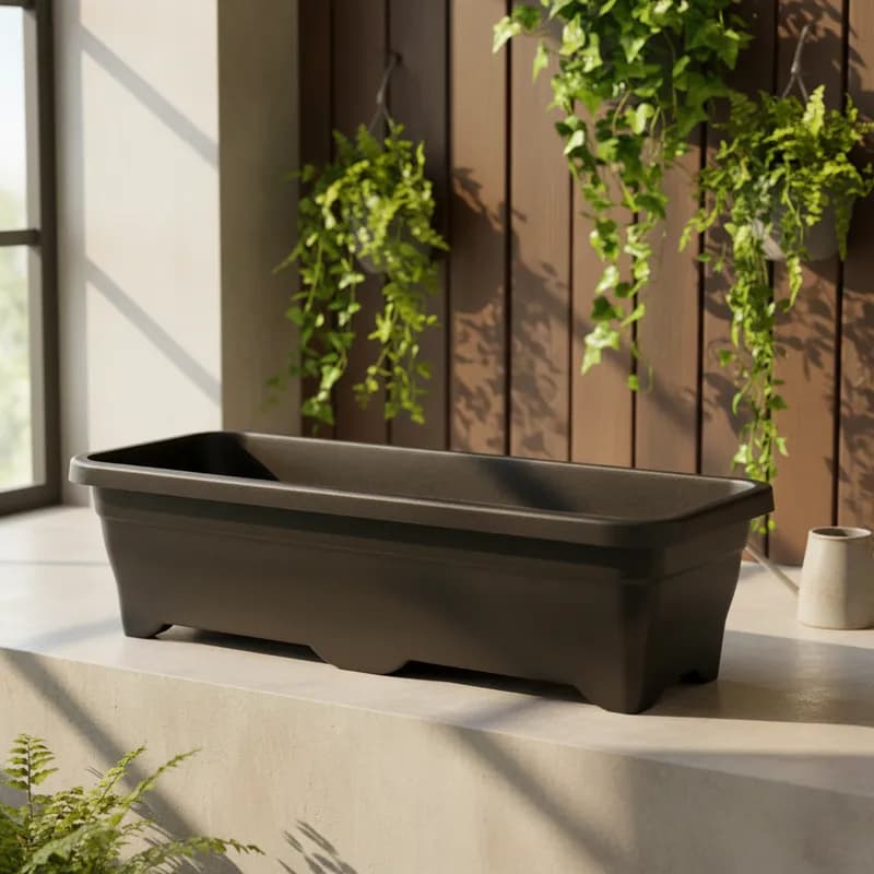 5 Vasos Jardineira Plástico Floreira Horta Vertical 36cm Preta