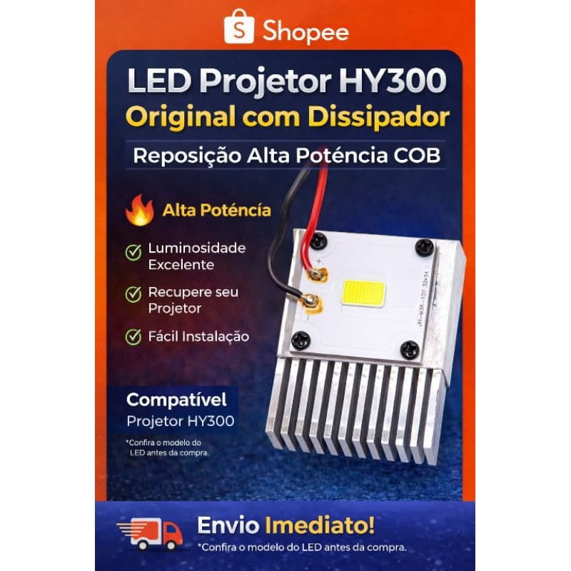 LED Projetor HY300 Original com Dissipador | Reposição Alta Potência COB