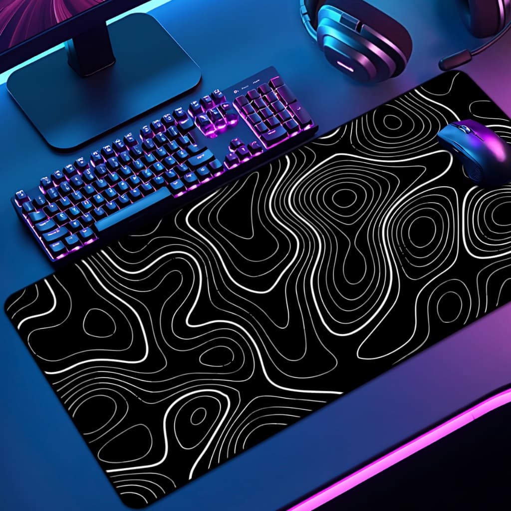 Mouse Pad Grande Gamer Abstrato 65x30 70x35 80x35 90x40 90x50 120x60 Antiderrapante Borda Costurada