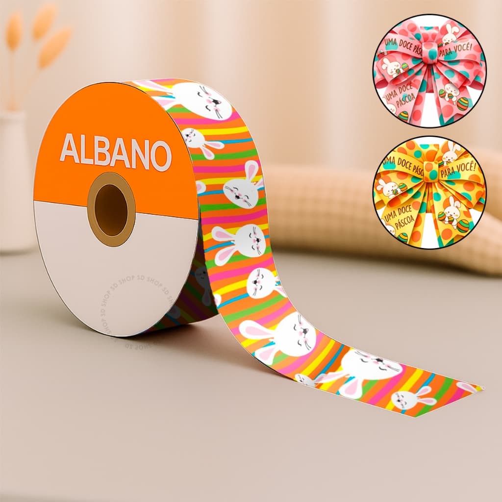 Fita Páscoa Maxi Albano Chocolate Doce Laço Presente Decoração Embalagem 32mm X 50m