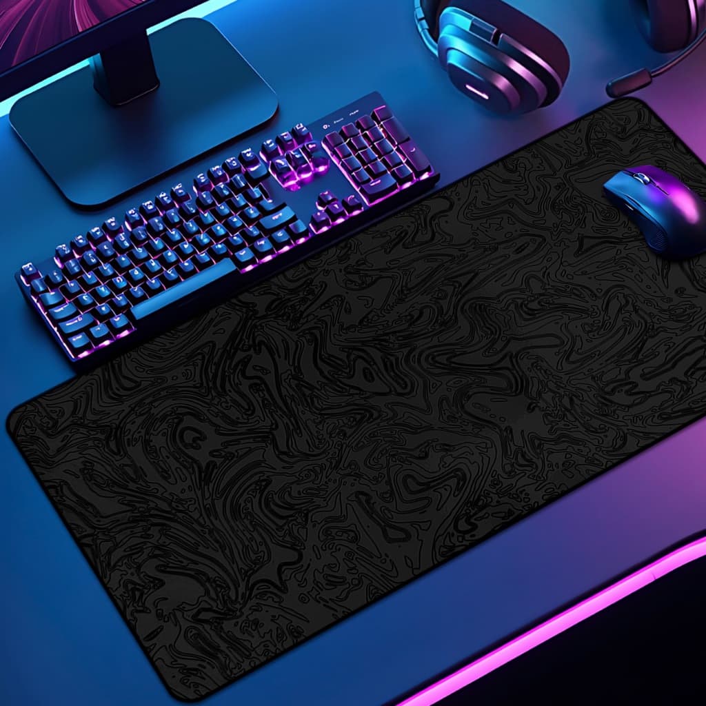 Mouse Pad Grande Gamer Abstrato 65x30 70x35 80x35 90x40 90x50 120x60 Antiderrapante Borda Costurada